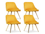 Artiss Dining Chairs Set of 4 Velvet Channel Tufted Yellow UPHO-D-DIN203C-VEL-YEX4
