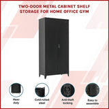 Two-Door Metal Cabinet Shelf Storage for Home Office Gym V63-844361