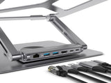 mbeat Stage S12 Rotating Laptop Stand with USB-C Docking Station - Space Grey V186-MB-STD-S12GRY
