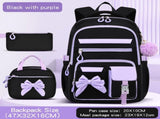 Girly 3-Piece Spine-Protecting Backpack Set Durable Nylon Water-Resistant & Lightweight, Large V1232-SJTSB-002