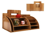 Wood Desktop Organizer Innovative Cosmetics Stationery Storage Rack for Home OfficeCherry Wood Color V1294-YM0721-3117210041012