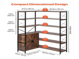 6 Tier Corner Bookshelf, Tall Corner Bookcase Storage Doors, Large L-Shaped Bookshelf Organizer V952-ZLSZJSNJTMK7N90ZV001V0
