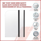 180 Degree Pivot Door 6mm Safety Glass Bath Shower Screen 1200x1400mm By Della Francesca V63-830121