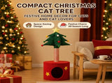 Festive Christmas Tree Cat Scratcher and Cozy Hideaway Condo All-in-One Cat Furniture with Plush V1341-ZY-4MZ58LRX