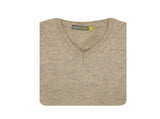 100% Shetland Ragg Wool V Neck Knit Jumper Pullover Mens Sweater Knitted - Oat Marle - XXL V563-SW-VN-OATMRL03-XXL