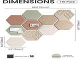 10 Piece Yashumito Hexagonal Felt Pinboard Tiles with 50 Adhesive Tabs, 30 x 26 cm V1237-ZY-818-144