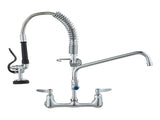 Commercial Faucet with Pre-Rinse Sprayer, 21" Height, 8" Center, 12" Swing Spout, Wall Mount Kitchen V952-BGSYCXSLTBGS9X3ACV0