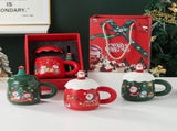 Christmas mug, ceramic mug, mug with lid and spoon, Santa Claus mug, festive decor, Christmas gift, V1106-128-68671-COL-UMBRELLA