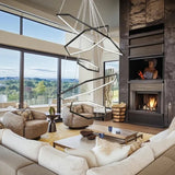 BAMDECOR AD2582/5 Modern LED Chandelier, Hexagonal Rings Ceiling Lighting Contemporary Chandeliers V255-BAM-AD2582-5-4681012-BLK