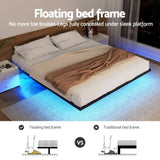 Artiss King Bed Frame,Floating Metal Bed Frame with Smart LED Lights - Sturdy Metal Platform Bed MBED-C-RAY-K