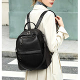 Lychee-grain leather backpack wear-resistant, large capacity, casual travel & commute, multiple V1232-SJB-ZP-001