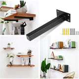 4 Pcs Industrial Wall Shelf Brackets Black Metal with Screws, 250 mm V1188-MS-527-032