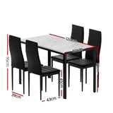 1 Artiss Dining Table and 4 Chairs Set Marble Effect DINING-B-SET-MAR120-AB