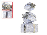 Christabelle 83cm Triple Christmas Silver Giftbox Stack Display with Lights 112_MHA516