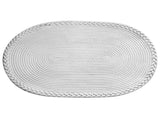 Bedroom Carpet Hand Woven Bedside Rug Study Living Room Oval Carpet Pure Color Floor Mat White V1294-YM0703-3115230026411