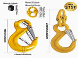 2SET 3.15T Sling Hook Heavy Duty Hammerlock/Slip Hook Kit With Swivel Winch & Safety Latch- Yellow V1181-SH-315T-YE