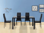 5PC Indoor Dining Table and Chairs Dinner Set Glass Leather Kitchen-Black V264-DNT-401S-BLK-1M-DNC-404S-BLK-04