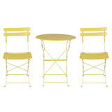 Gardeon 3PC Outdoor Bistro Set Steel Table and Chairs Patio Furniture Yellow ODF-METAL-3PCS-YE
