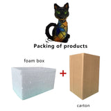 StainedGlass Cat Resin LED Night Light, USB Powered Warm Glow Tabletop Lamp For Bedroom LivingRoom V1369-AZ3-W-14853