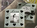 30 Pack Wedding Coasters Glass Square Photo Frame Bomboniere Favour 9x9cm - 2 Frames per Pack V382-HEARTSQCOASTRX30