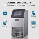 POLYCOOL Commercial Ice Maker Machine, up to 60kg/24hr, Timer & Self Cleaning Programs V219-FDSICMPY60KA