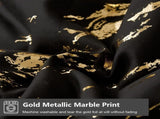 Black Gold Metallic Marble Comforter Set, King Size, Foil Print Glitter 3-Piece Bedding V745-MAB010509AJ3