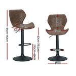 Artiss 4x Bar Stools Vintage Leather Gas Lift Brown BA-K-9977-BRX4