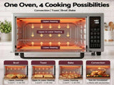 Devanti 48L Convection Oven Electric Fryer Bake Grill Ovens Benchtop 2000W Silver ECO-B-NHP-48L-SS