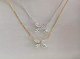 S925 Sterling Silver 4-Leaf Clover Zircon Pendant Necklace 2-Pack - 18K Gold White Gold Plated V1258-DROP002-JEWELRY-02-2PACK