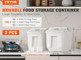 Ingredient Storage Bin, 2 x 15L Dispenser Bin with 2 Measuring Cups, Attachable Casters and Airtight V952-ZMXMX215L2CHMATLFV0