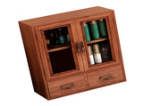 Wooden Desktop Storage Cabinet with Double Door and Drawers Clear Grain Retro Wooden Jewelry Box for V1294-YM0901-3117230286411