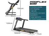 PROFLEX TRX4 Electric Treadmill, Medium Size, Foldable, Suspension, Bluetooth, USB/MP3, Pulse V219-FTNTRDPFTRX4A