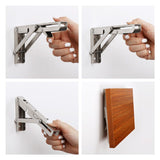 Folding Shelf Brackets - Heavy Duty Stainless Steel Collapsible Shelf Bracket for Bench Table, Space V1370-AZ4-07220