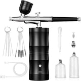 Airbrush Kit with Compressor Airbrush Kit Cordless Rechargeable with 0.3mm Nozzle and Cleaning Brush V1369-AZ3-W-11644