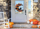 Halloween Moon & Cat Wreath with Lights - Gothic Black Branch Wreath for Front Door, Indoor/Outdoor V1366-AZ2-W-16564