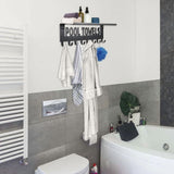 Pool Racks with Shelf Outdoor Pool Decor Wall Mount Hooks Holder with 8 Hooks V1369-AZ3-W-08290