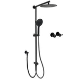 Dual Black Round Shower Set 10" Rain Head 3 Mode Handheld Sliding Rail Arm Twin Taps V1233-HR003M4CBSC842BKSR110BCF0282ABK