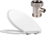 Premium Elongated Toilet Seat with Bidet T Adapter, Metal T Valve for Bidet V1258-DP02-C-836