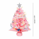 45cm Pink Mini Christmas Tree Natural Log Base, Pink & Blue Wrapped Design, Star Topper, Letter V1232-FSSDS-001