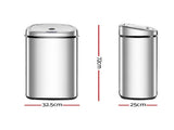 Devanti 50L Motion Sensor Bin Rubbish Automatic Silver SB-50L-S02-A