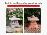 Solar Pagoda Lantern Garden Statue, Outdoor Waterproof Resin Decor with LED Light, for Landscape V1370-AZ4-18786