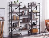 YES4HOMES Industrial Vintage Shelf Bookshelf, Wood and Metal Bookcase Furniture for Home & Office V278-M80907B-METAL-BOOKCASE