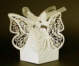 50 Piece Pack - Ivory Cream Butterfly Wedding Engagement Party Bomboniere Favour Lolly Gift Almond V382-IVORYBTTRFYBOX50