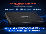 Car Audio Amplifier, 4-Channel Bridgeable Car Amplifier, Multichannel Class AB Stereo Amp, Max. 4 x V952-4TDABL4X100WHSZA8001V9