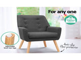 Artiss Armchair Linen Fabric Anne Charcoal UPHO-B-ARM04-CHA