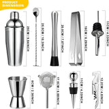 12-Piece Stainless Steel Cocktail Set with Bamboo Stand, Gold, Perfect Gift for Home Bar V1188-MS-325-1514