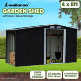 Wallaroo Garden Shed with Semi-Close Storage 4*8FT - Black GSS-BSW-48S-BK