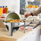 Roll Top Chafing Dish Buffet Set, 5.5L 2 Pack, Stainless Steel Chafer with 2 Full Size Pans, Round V952-QXKCLJTQX26QT6HT8V0