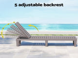 Gardeon Sun Lounge Adjustable Recliner Patio Outdoor Furniture Lightweight Brown FF-LOUNGE-PP-BR