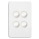Hager Silhouette Switch Flush Mount Rocker Standard 4 Gang 16A AX 250V 2 Way Vertical White WBSSV4 V1202-V1-HAGWBSSV4